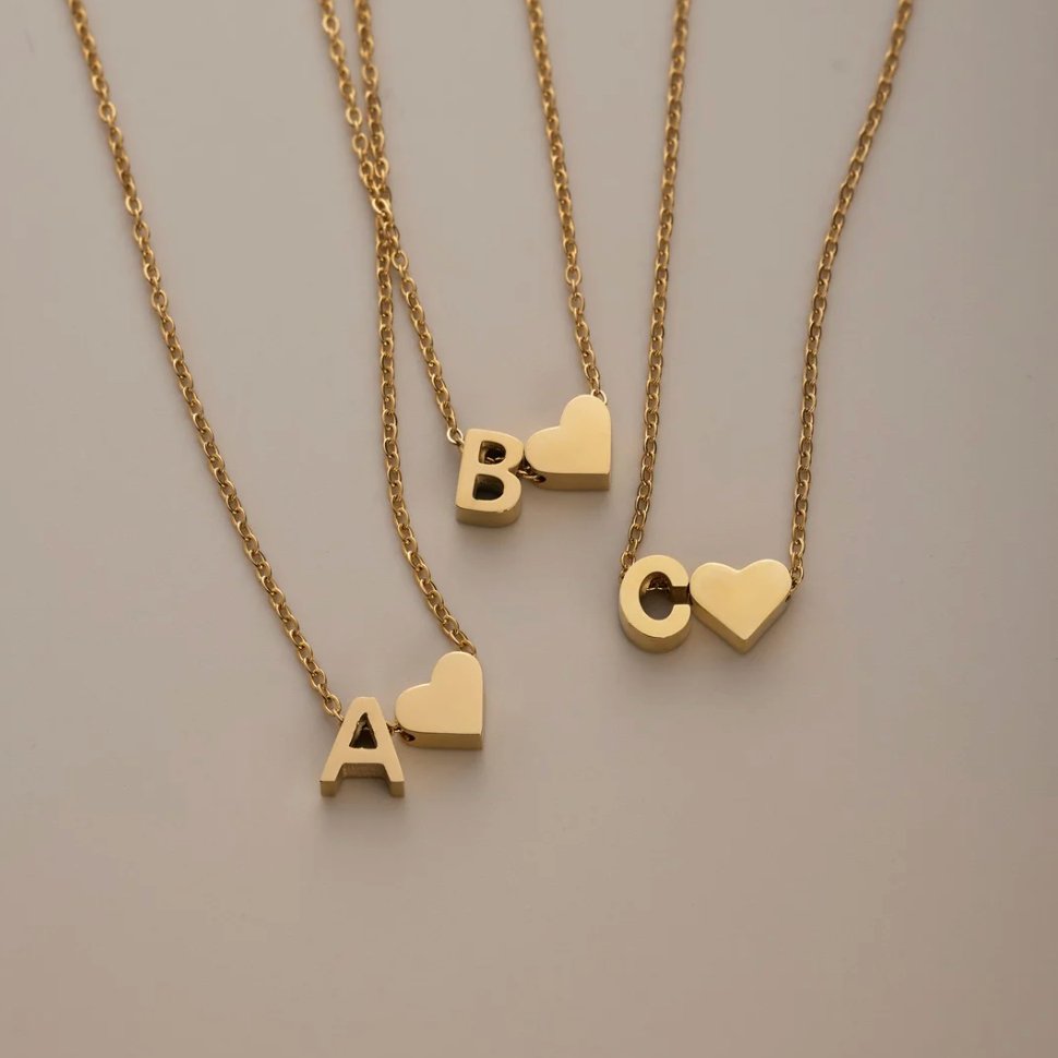 Forever Love & Letter Gold Necklace - Harry & Olivia Birmingham