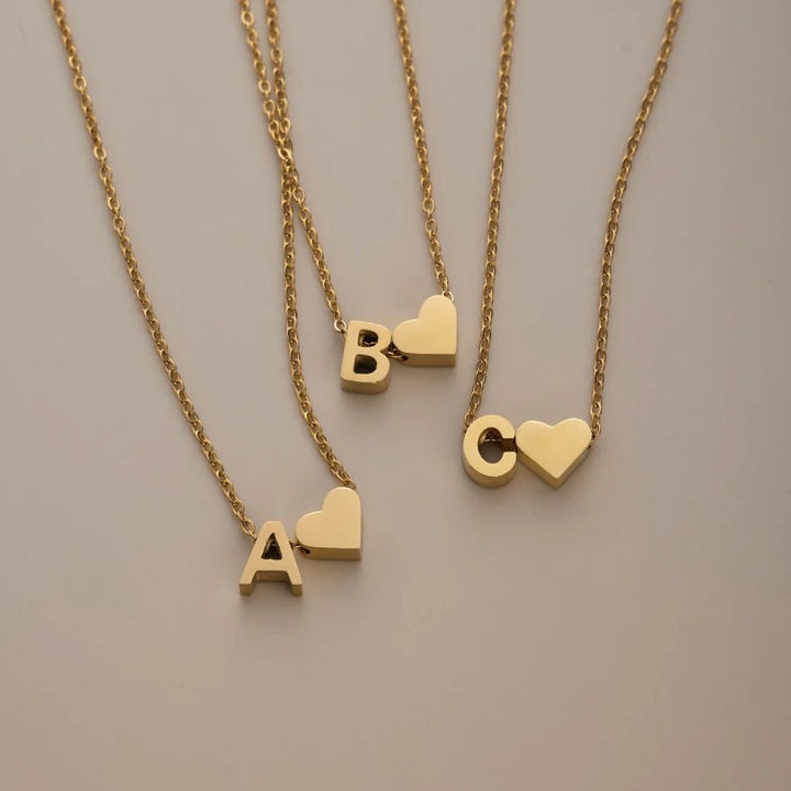 Forever Love & Letter Gold Necklace - Harry & Olivia Birmingham