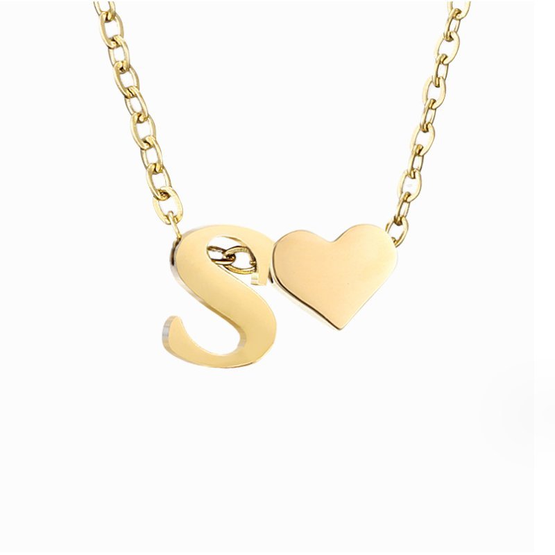 Forever Love & Letter Gold Necklace - Harry & Olivia Birmingham