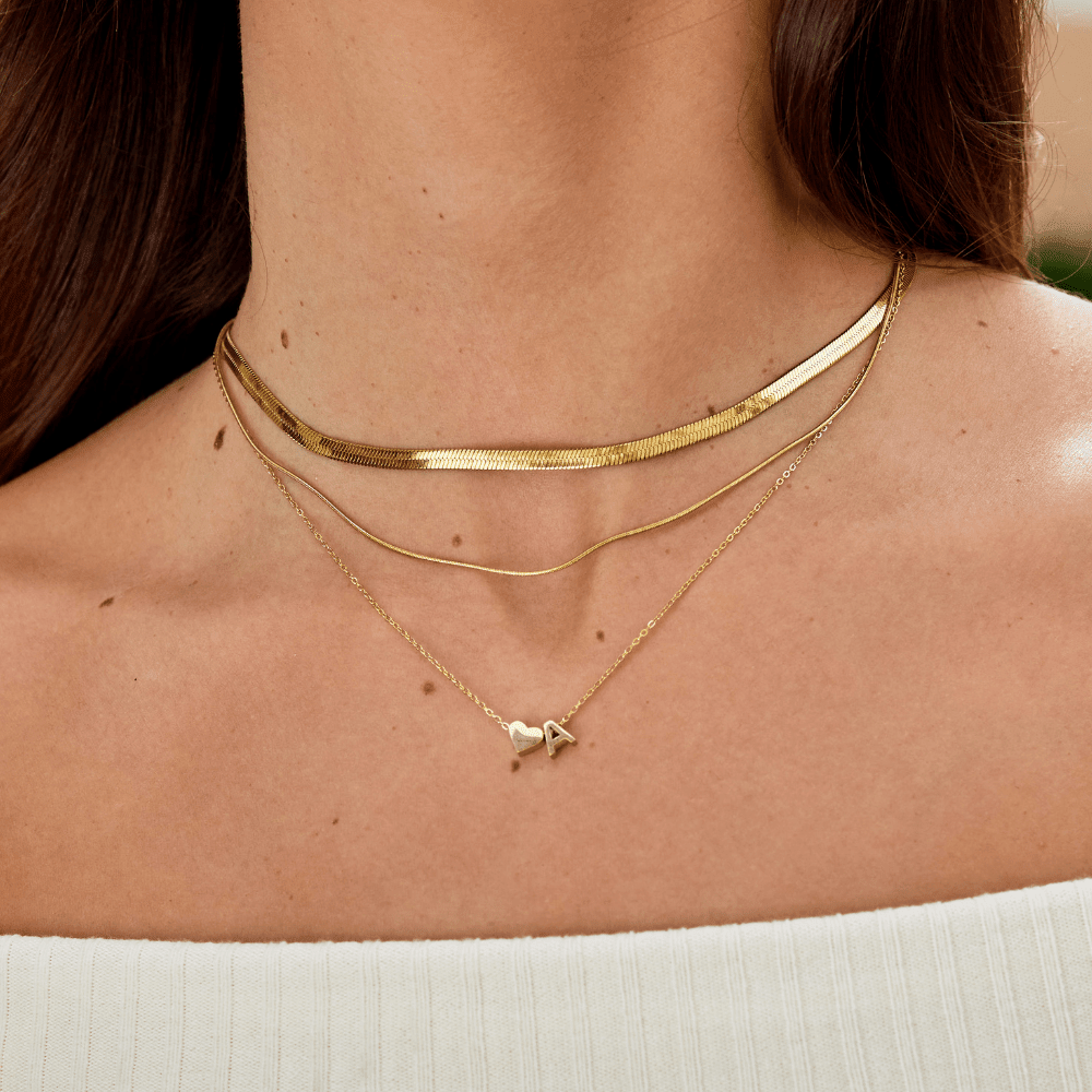 Forever Love & Letter Gold Necklace - Harry & Olivia Birmingham