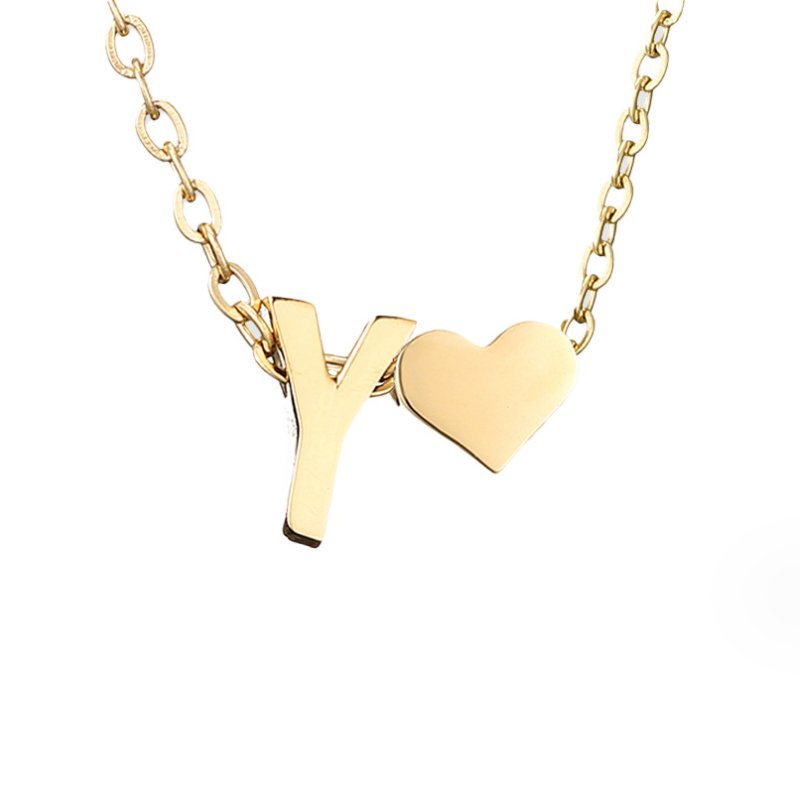 Forever Love & Letter Gold Necklace - Harry & Olivia Birmingham