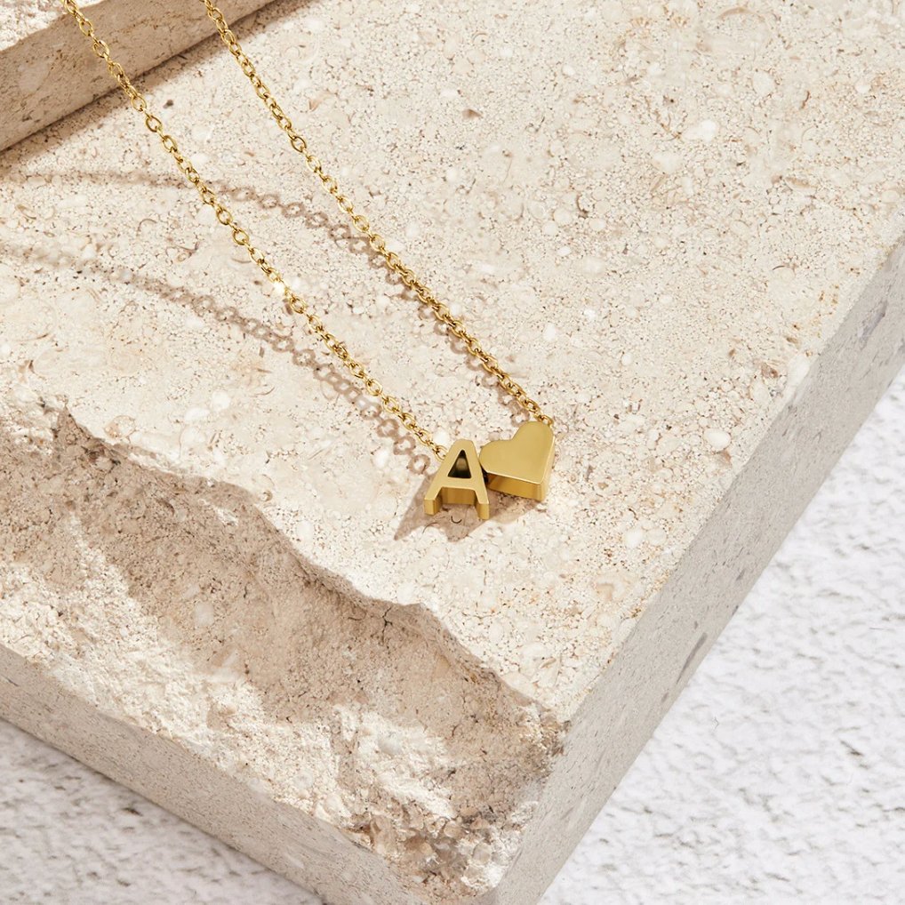 Forever Love & Letter Gold Necklace - Harry & Olivia Birmingham