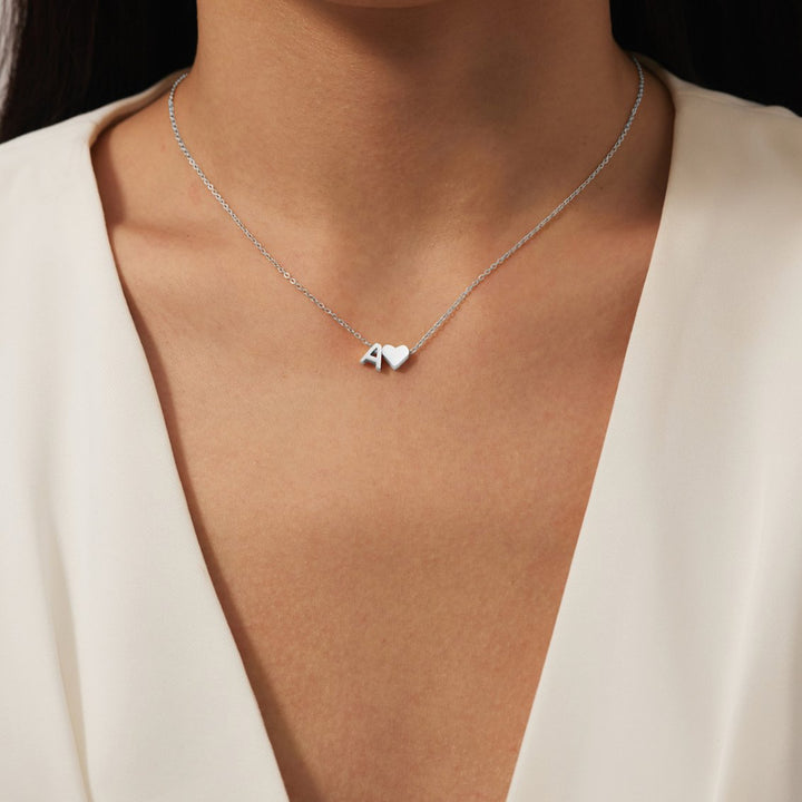 Forever Love & Letter Silver Necklace - Harry & Olivia Birmingham