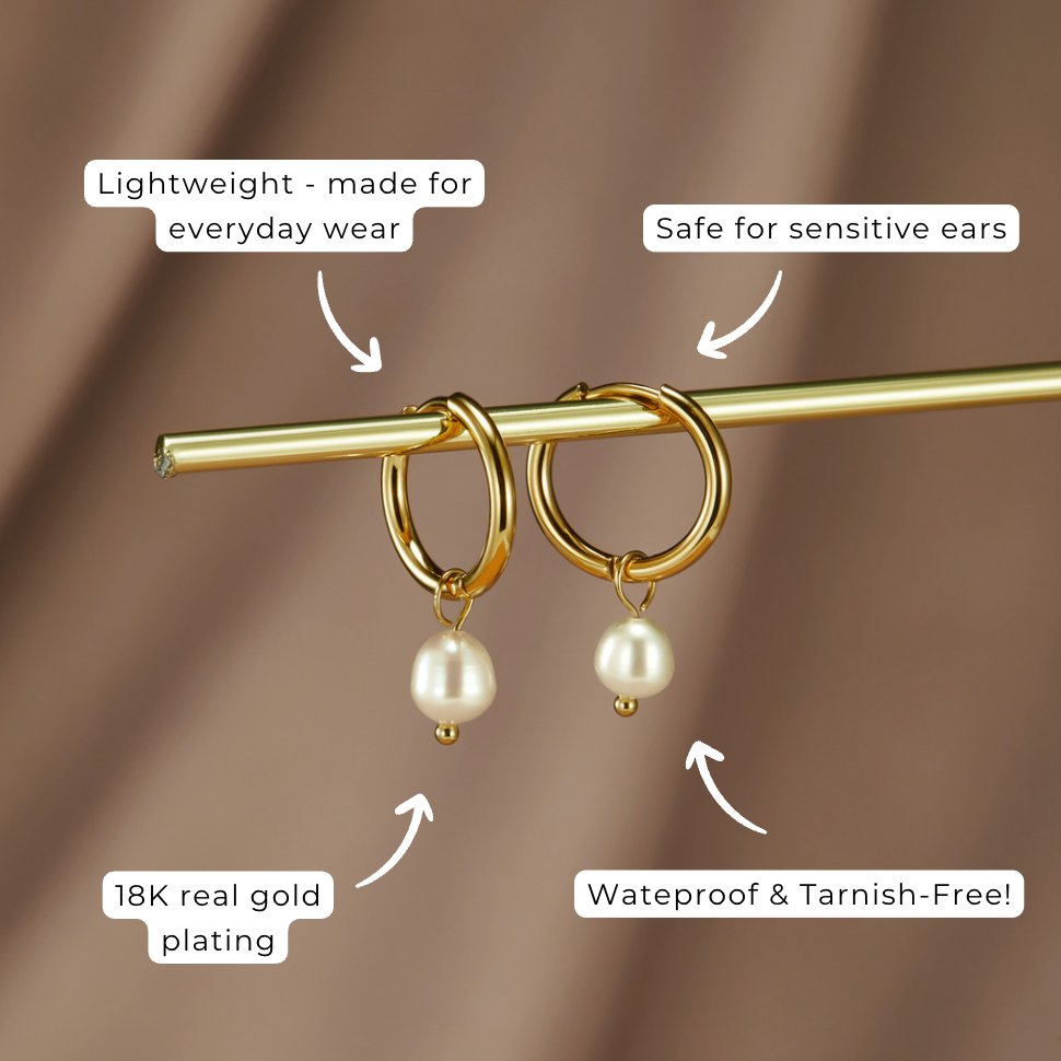 Freshwater Pearl Bella Hoop Earrings - Harry & Olivia Birmingham