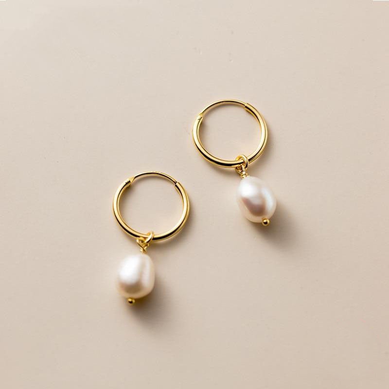 Freshwater Pearl Bella Hoop Earrings - Harry & Olivia Birmingham