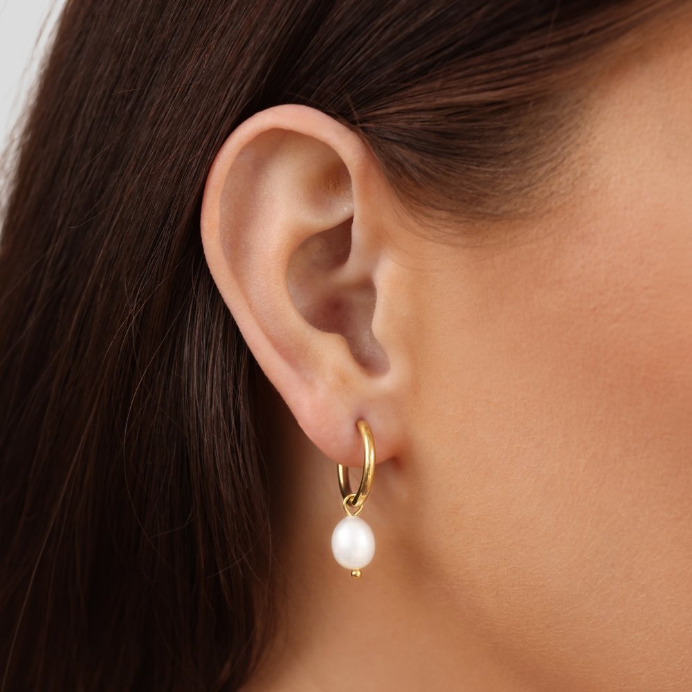 Freshwater Pearl Bella Hoop Earrings - Harry & Olivia Birmingham