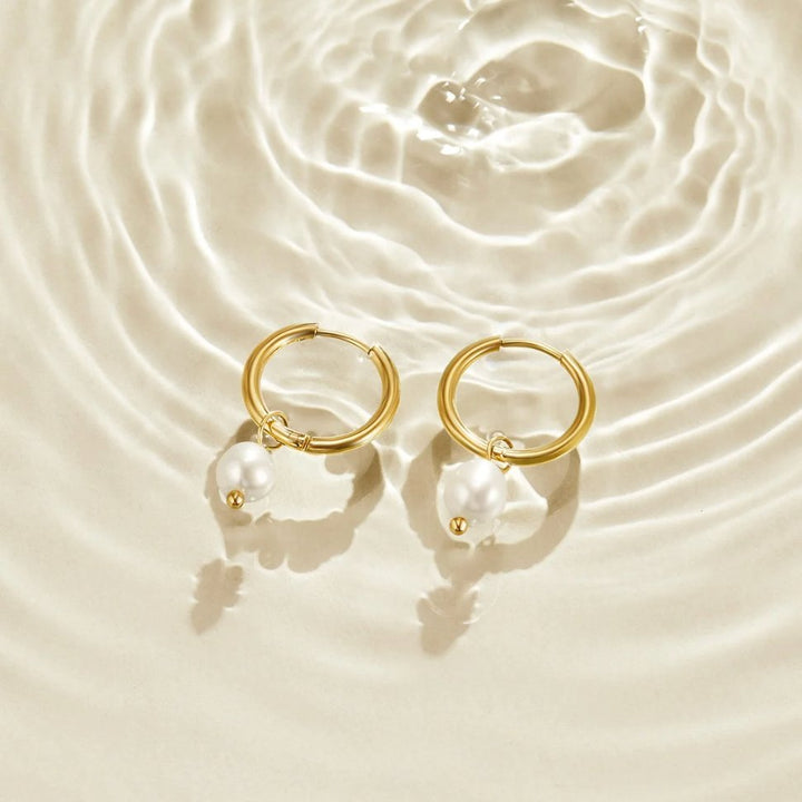 Freshwater Pearl Bella Hoop Earrings - Harry & Olivia Birmingham