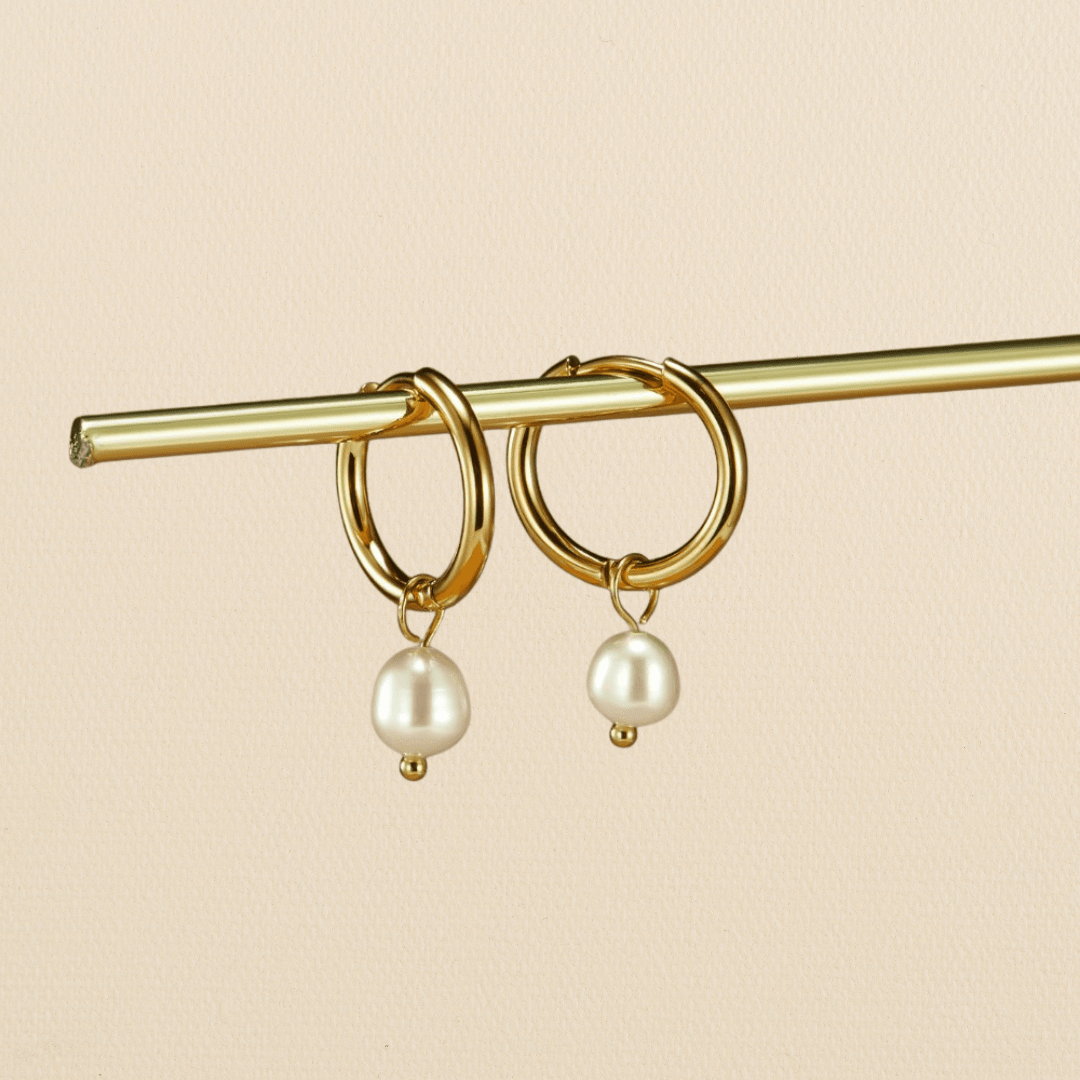 Freshwater Pearl Bella Hoop Earrings - Harry & Olivia Birmingham