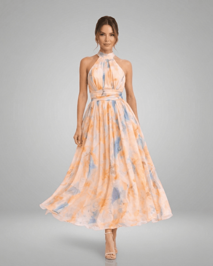 HALTER | Watercolour Print Maxi Dress - Harry & Olivia Birmingham