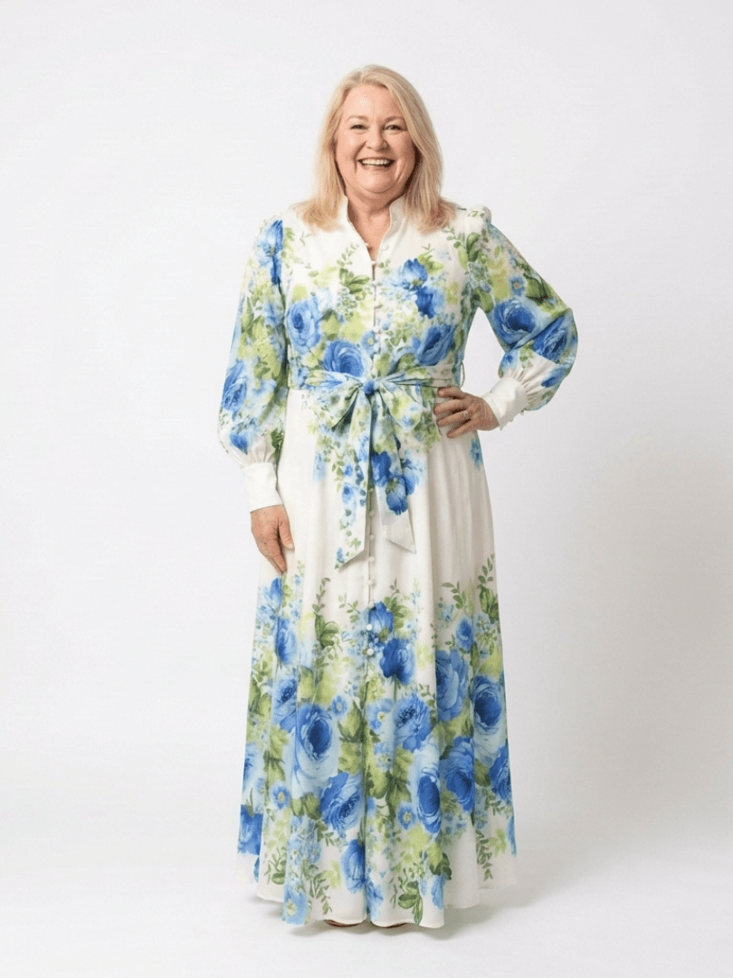 Harper | Long Sleeve Floral Button Front Maxi Dress - Harry & Olivia Birmingham