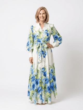 Harper | Long Sleeve Floral Button Front Maxi Dress - Harry & Olivia Birmingham