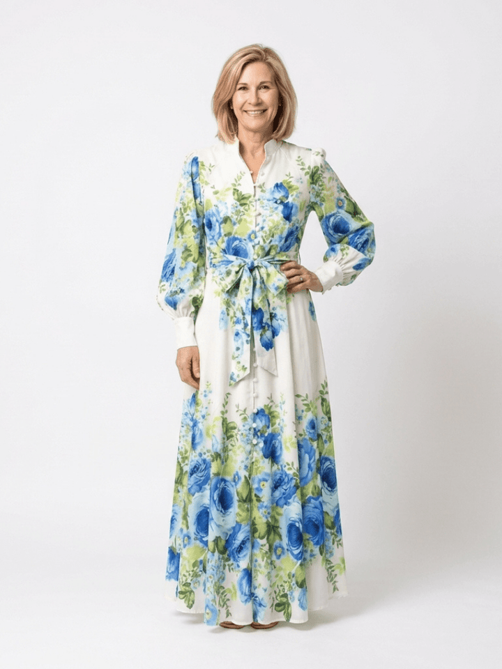 Harper | Long Sleeve Floral Button Front Maxi Dress - Harry & Olivia Birmingham