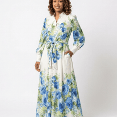 Harper | Long Sleeve Floral Button Front Maxi Dress - Harry & Olivia Birmingham