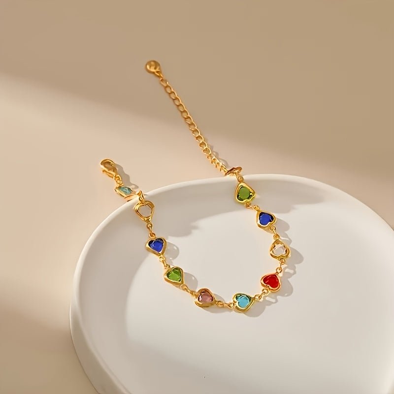 HEART-SHAPED GOLD BRACELET - Harry & Olivia Birmingham