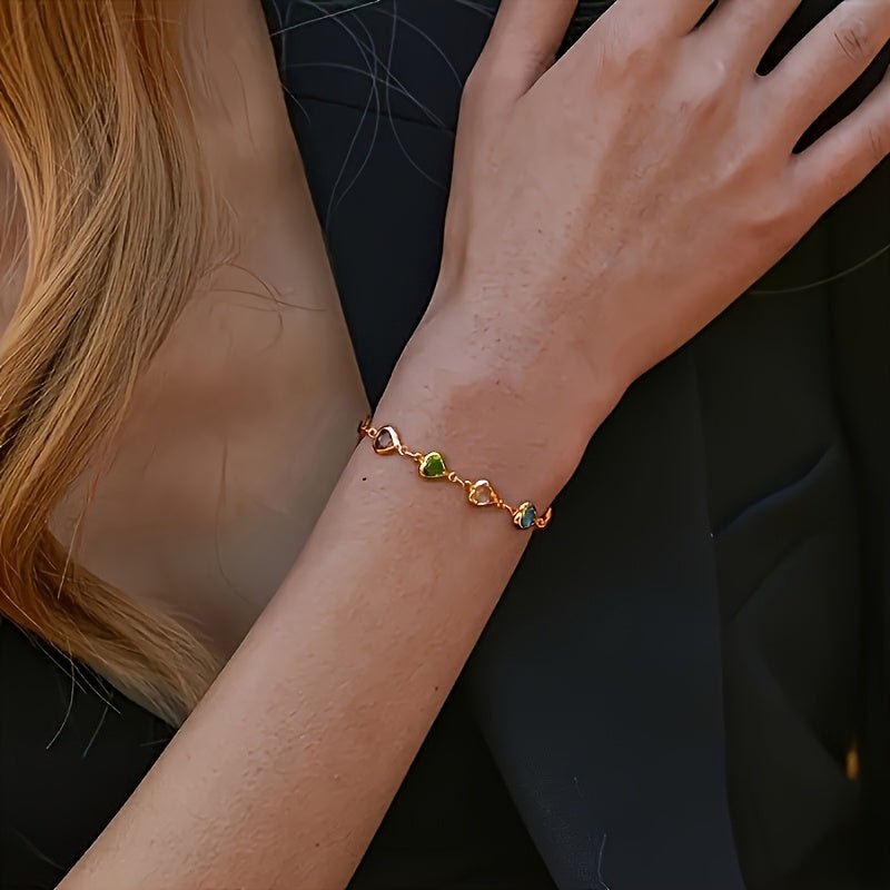 HEART-SHAPED GOLD BRACELET - Harry & Olivia Birmingham