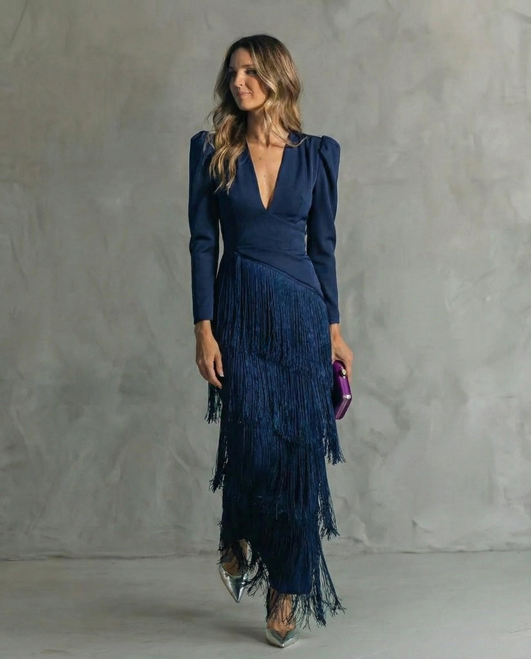 CLARA | Elegant Dress with Fringe Sleeves