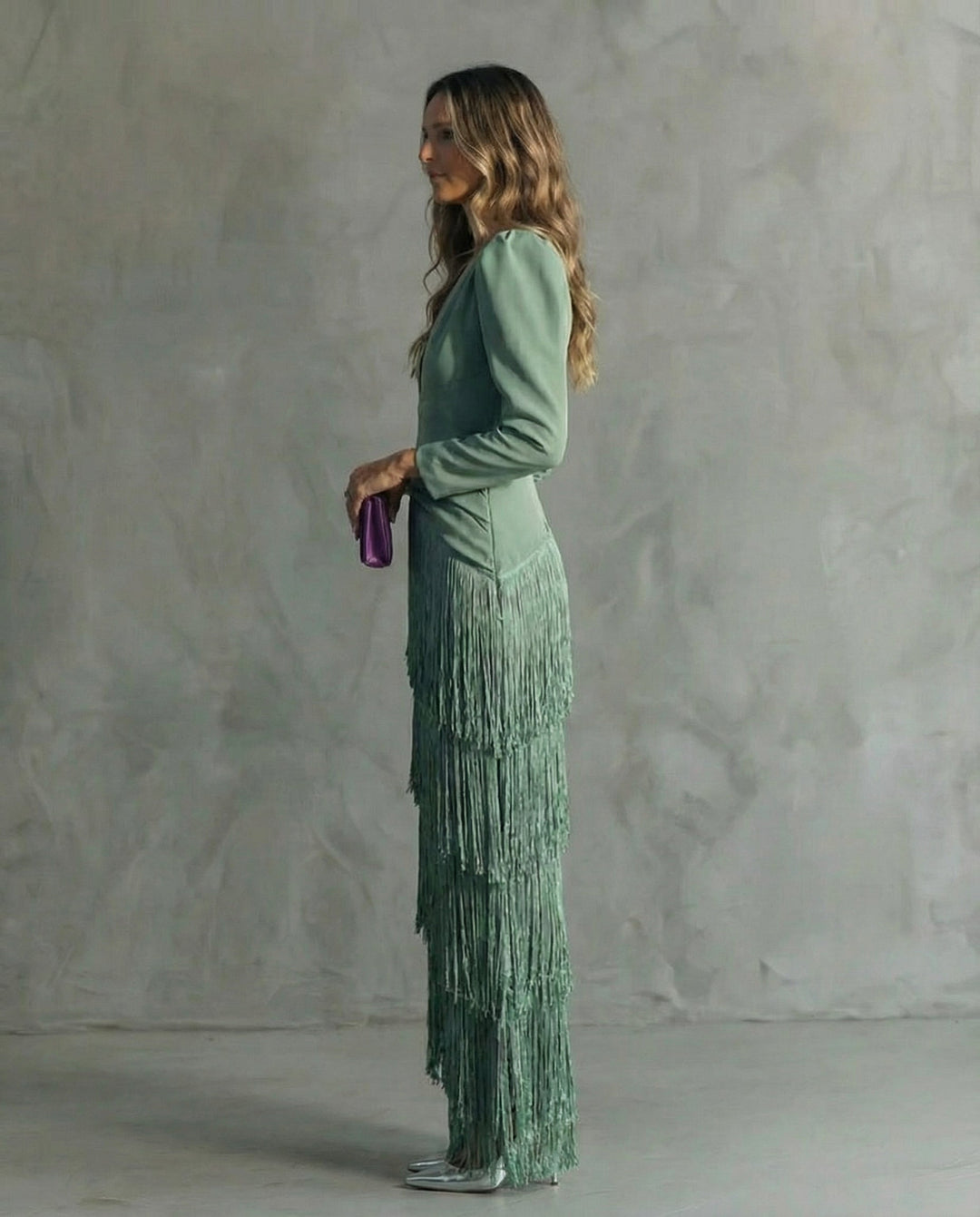 CLARA | Elegant Dress with Fringe Sleeves