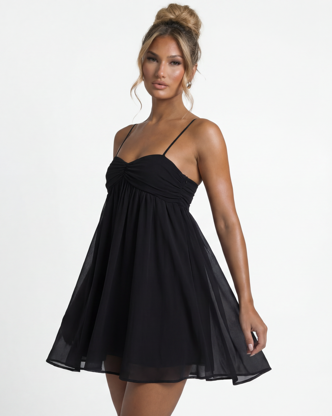 ANGEL | Ruched Babydoll Mini Dress