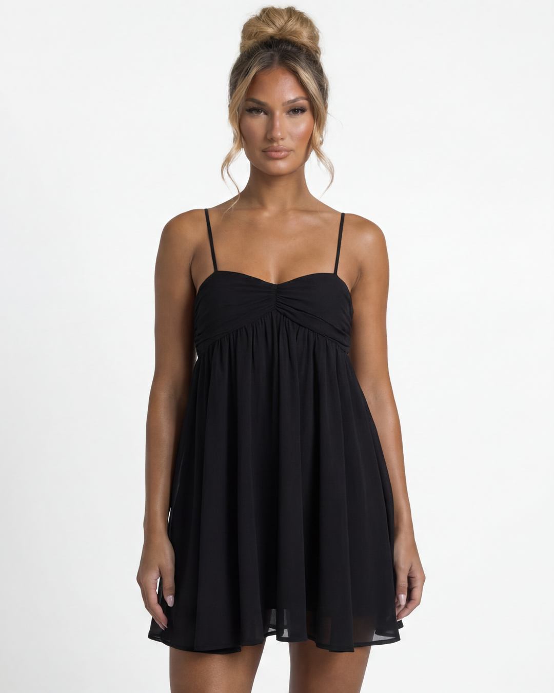 ANGEL | Ruched Babydoll Mini Dress