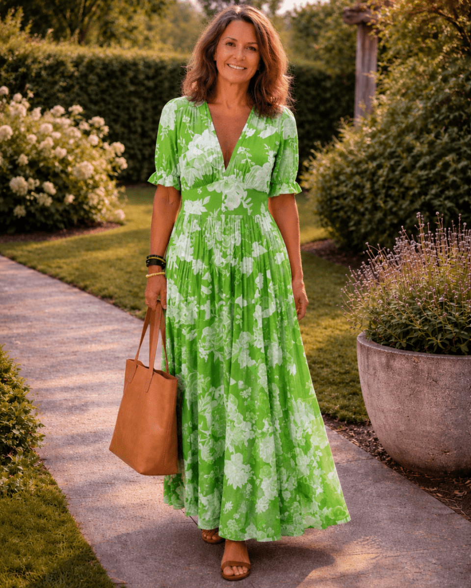 Ione | Short Sleeve V Neck Floral Midi Dress - Harry & Olivia Birmingham