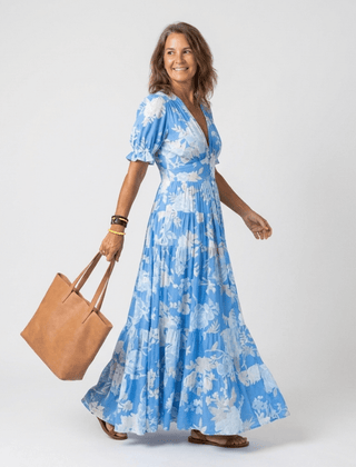 Ione | Short Sleeve V Neck Floral Midi Dress - Harry & Olivia Birmingham