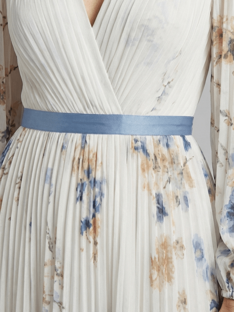 Lavinia | Long Sleeve V Neck Floral Maxi Dress - Harry & Olivia Birmingham