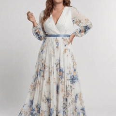 Lavinia | Long Sleeve V Neck Floral Maxi Dress - Harry & Olivia Birmingham