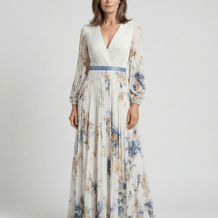 Lavinia | Long Sleeve V Neck Floral Maxi Dress - Harry & Olivia Birmingham