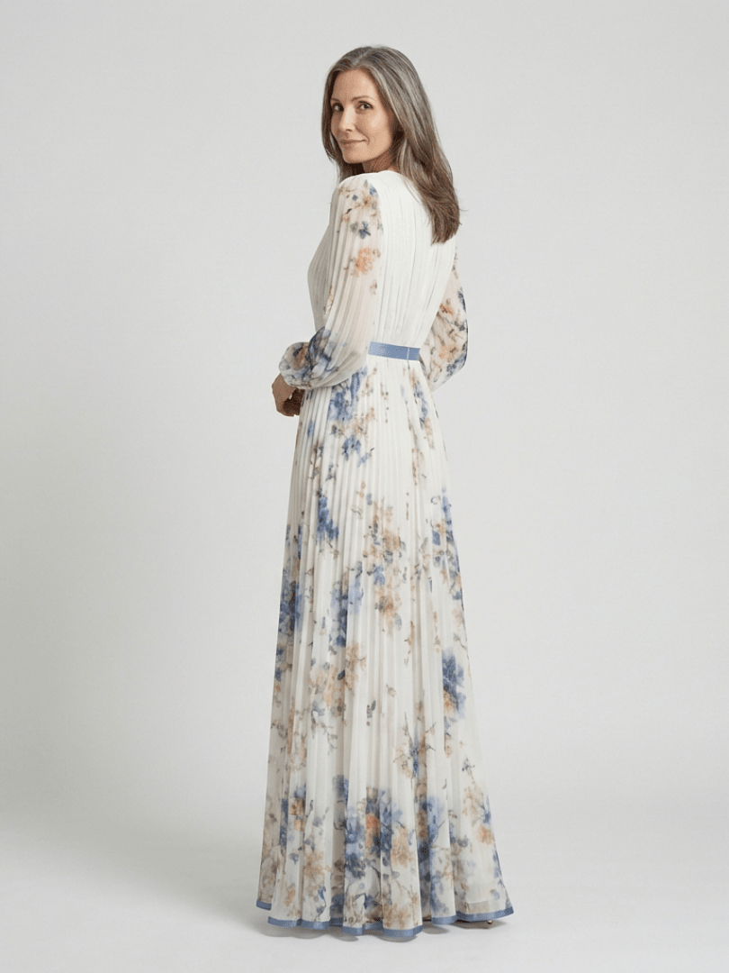 Lavinia | Long Sleeve V Neck Floral Maxi Dress - Harry & Olivia Birmingham