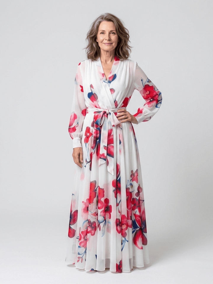 Lillian | Floral Long Sleeve Wrap Maxi Dress - Harry & Olivia Birmingham