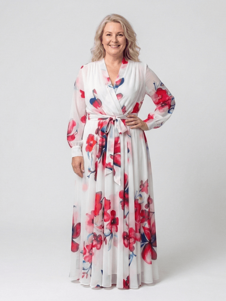 Lillian | Floral Long Sleeve Wrap Maxi Dress - Harry & Olivia Birmingham