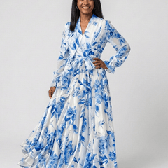 Lillian | Floral Long Sleeve Wrap Maxi Dress - Harry & Olivia Birmingham