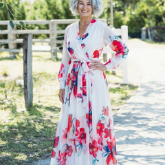 Lillian | Floral Long Sleeve Wrap Maxi Dress - Harry & Olivia Birmingham
