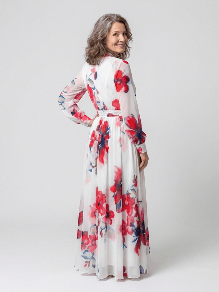 Lillian | Floral Long Sleeve Wrap Maxi Dress - Harry & Olivia Birmingham