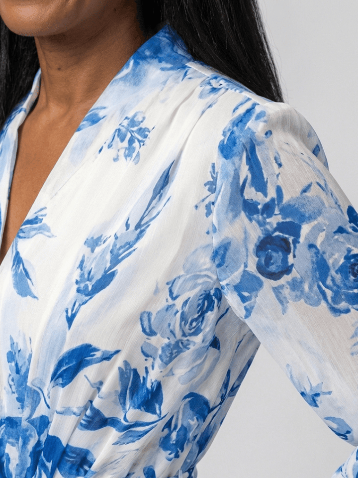 Lillian | Floral Long Sleeve Wrap Maxi Dress - Harry & Olivia Birmingham