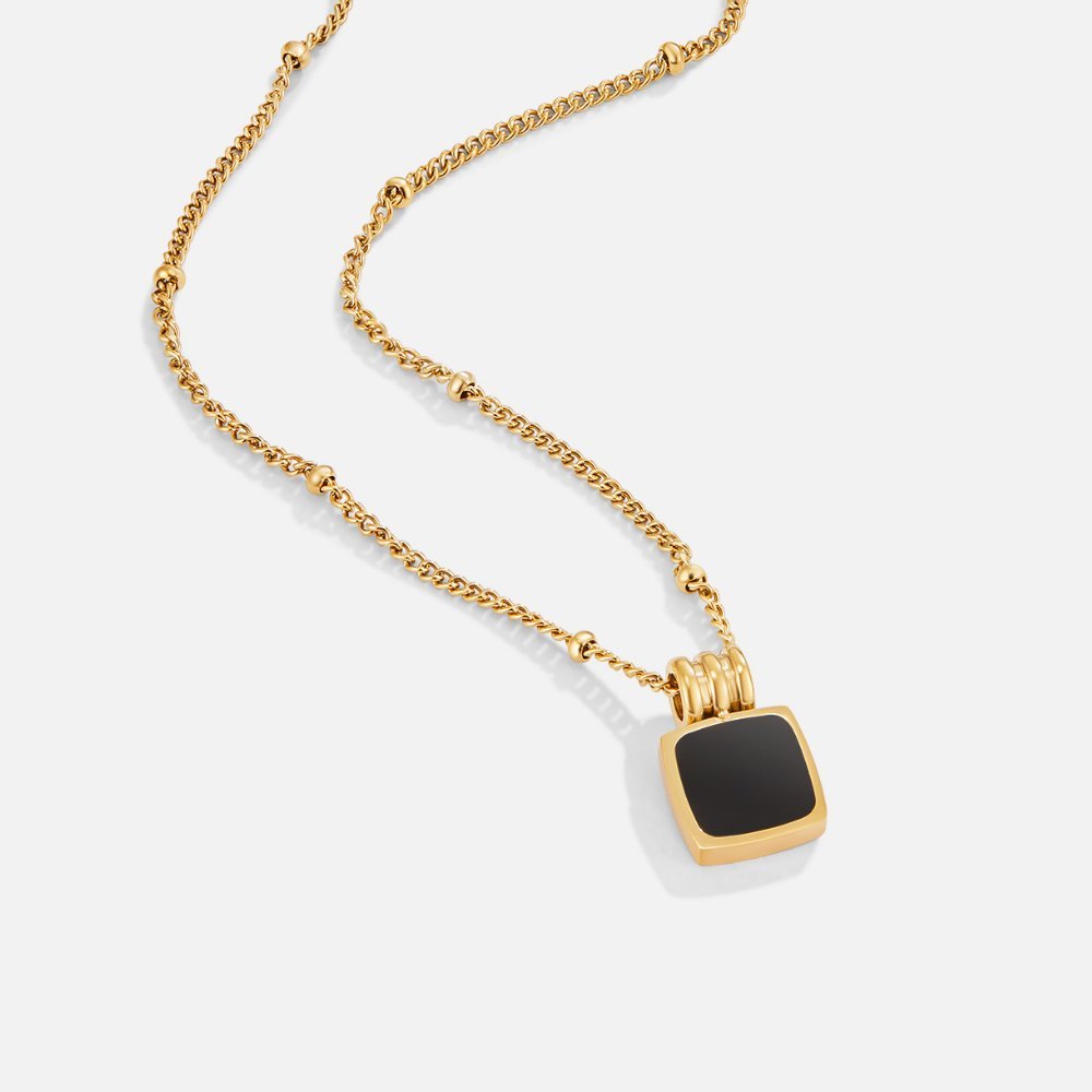 Lucia Black Pendant Necklace - Harry & Olivia Birmingham