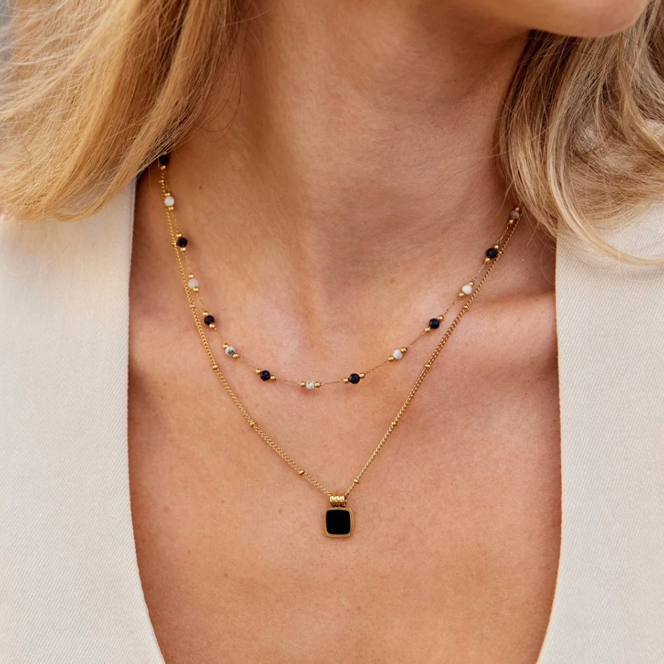 Lucia Black Pendant Necklace - Harry & Olivia Birmingham