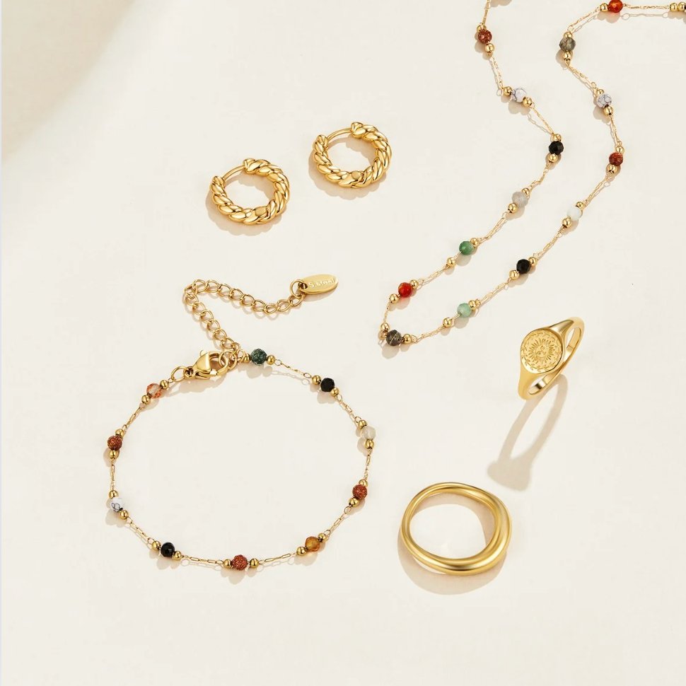 Lulu Beaded Stone Necklace - Harry & Olivia Birmingham