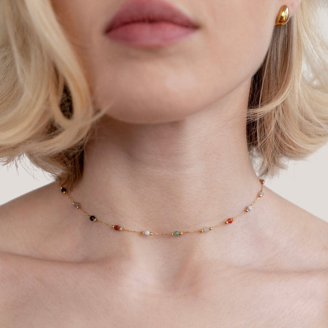 Lulu Beaded Stone Necklace - Harry & Olivia Birmingham