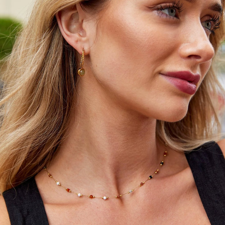 Lulu Beaded Stone Necklace - Harry & Olivia Birmingham