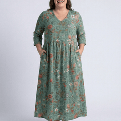 Marina | Floral V Neck Three Quarter Sleeve Maxi Dress - Harry & Olivia Birmingham