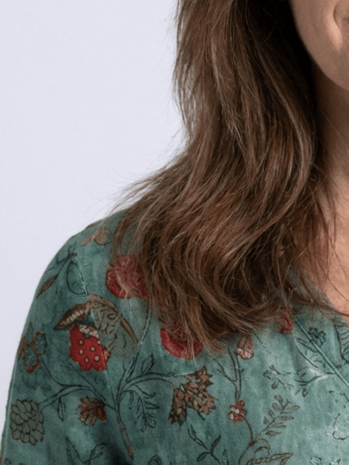 Marina | Floral V Neck Three Quarter Sleeve Maxi Dress - Harry & Olivia Birmingham