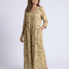 Marina | Floral V Neck Three Quarter Sleeve Maxi Dress - Harry & Olivia Birmingham
