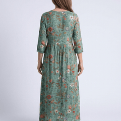 Marina | Floral V Neck Three Quarter Sleeve Maxi Dress - Harry & Olivia Birmingham