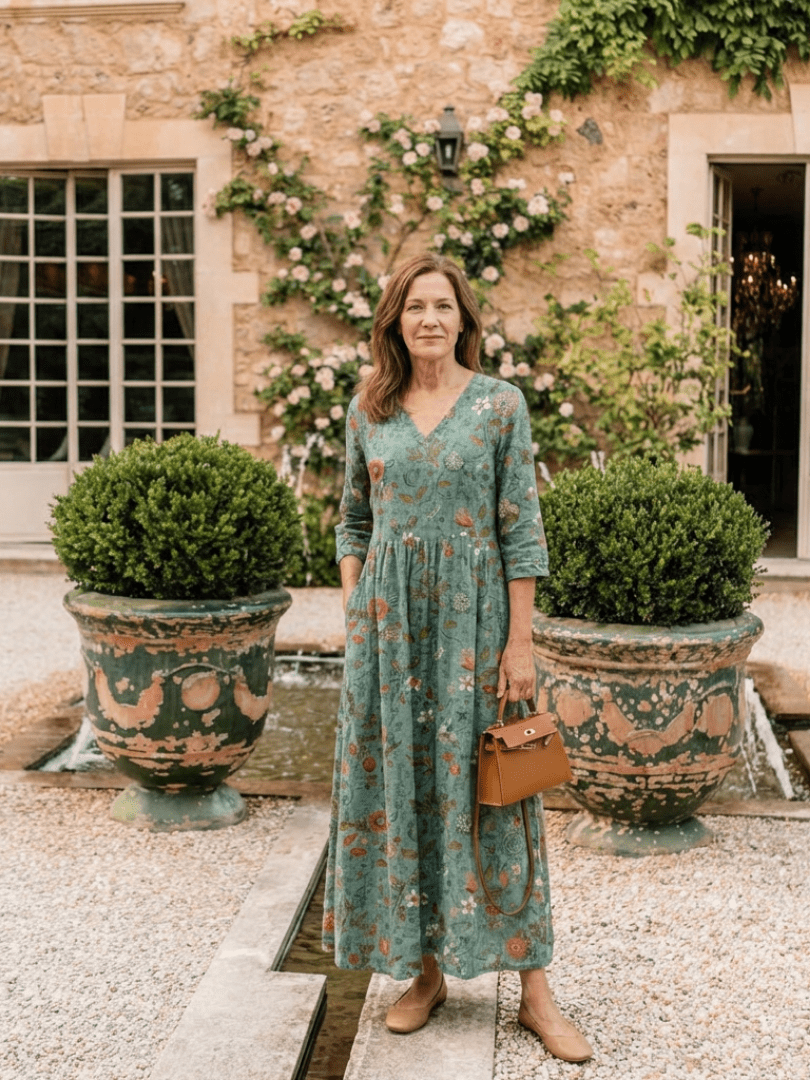Marina | Floral V Neck Three Quarter Sleeve Maxi Dress - Harry & Olivia Birmingham