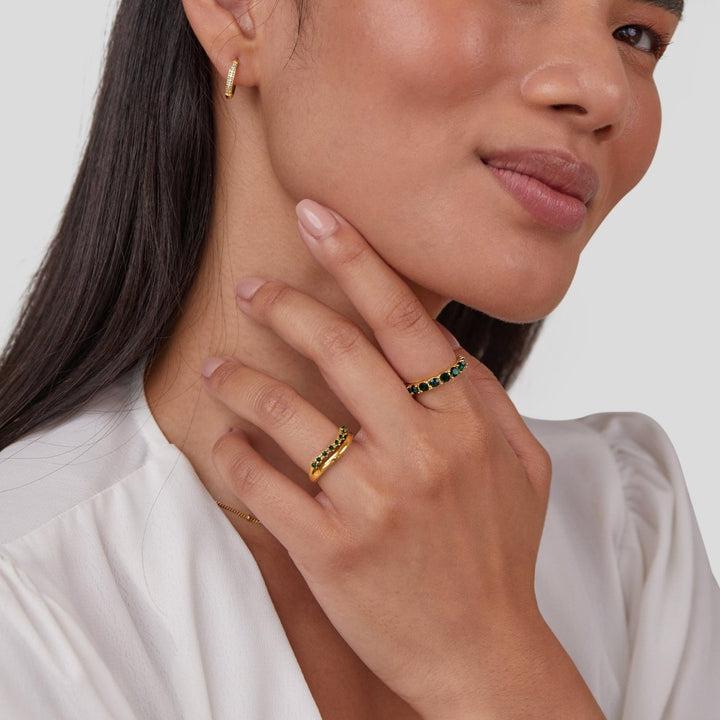 Marissa Emerald Green Layered Ring - Harry & Olivia Birmingham