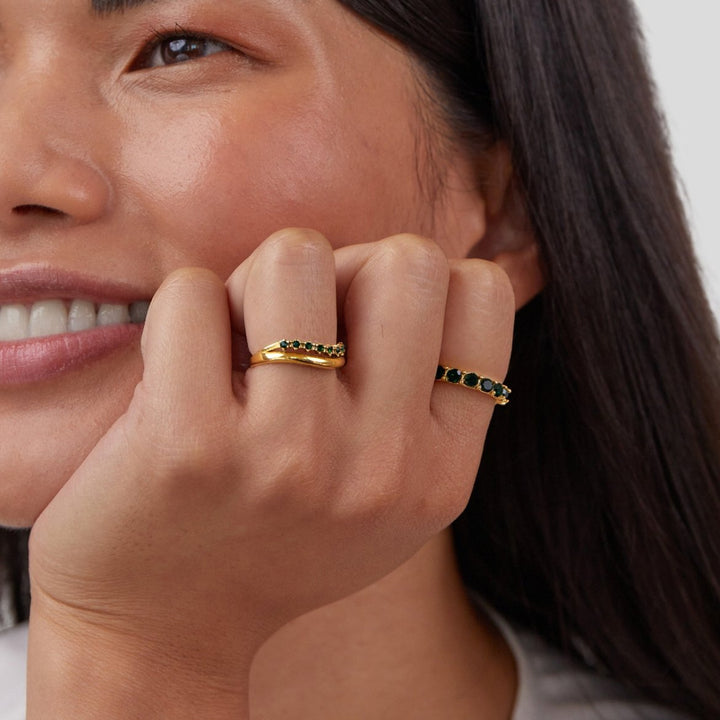 Marissa Emerald Green Layered Ring - Harry & Olivia Birmingham