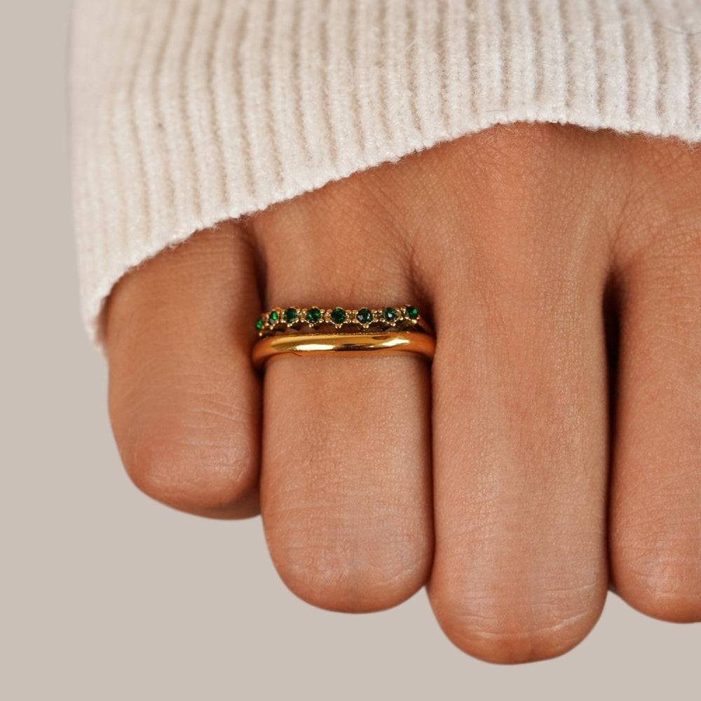 Marissa Emerald Green Layered Ring - Harry & Olivia Birmingham