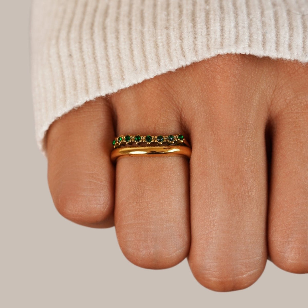 Marissa Emerald Green Layered Ring - Harry & Olivia Birmingham
