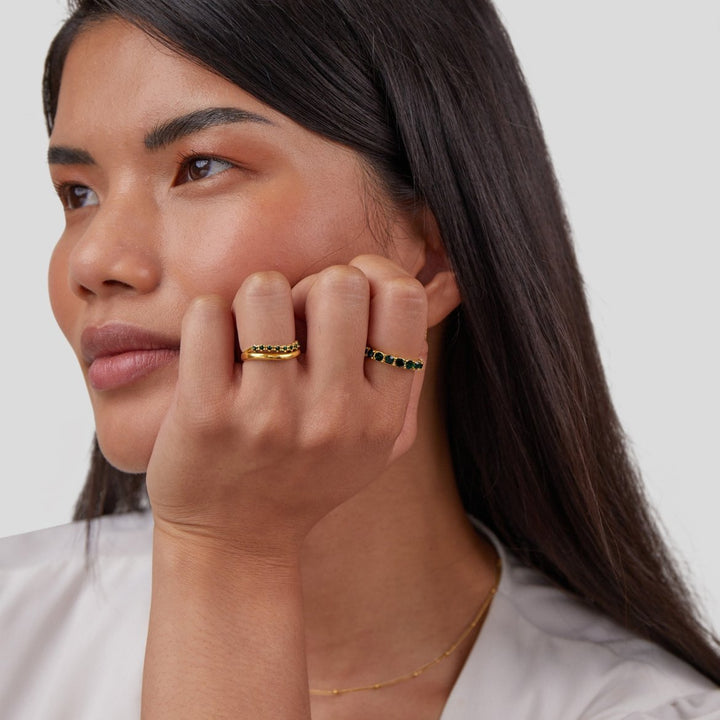 Marissa Emerald Green Layered Ring - Harry & Olivia Birmingham